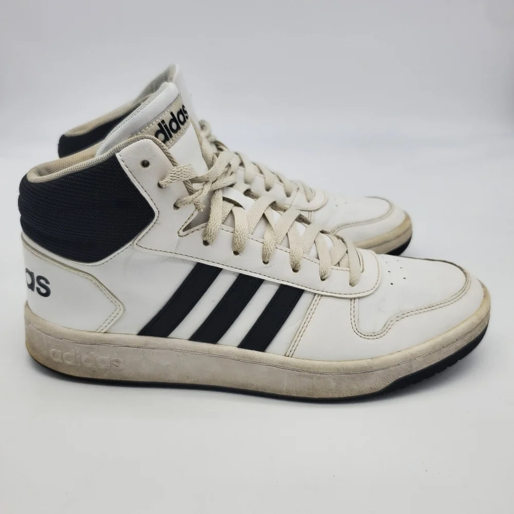 Adidas Shoe Mens 10.5 Neo Hoops 2.0 BB7208 White Black Casual Sneakers